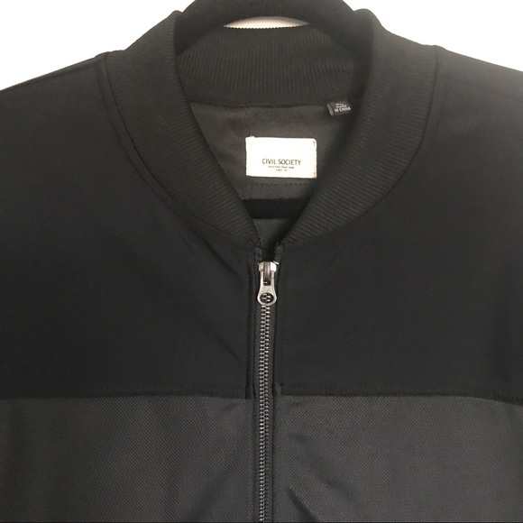 Civil Society Zip Up Bomber Track Jacket Men’s XL Black Gray Contemporary - Picture 2 of 13